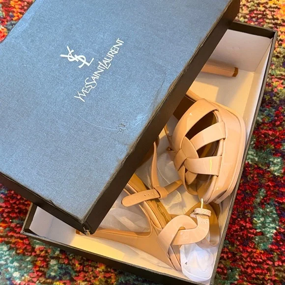 Yves Saint Laurent Beige Strappy Heels - Picture 1 of 4